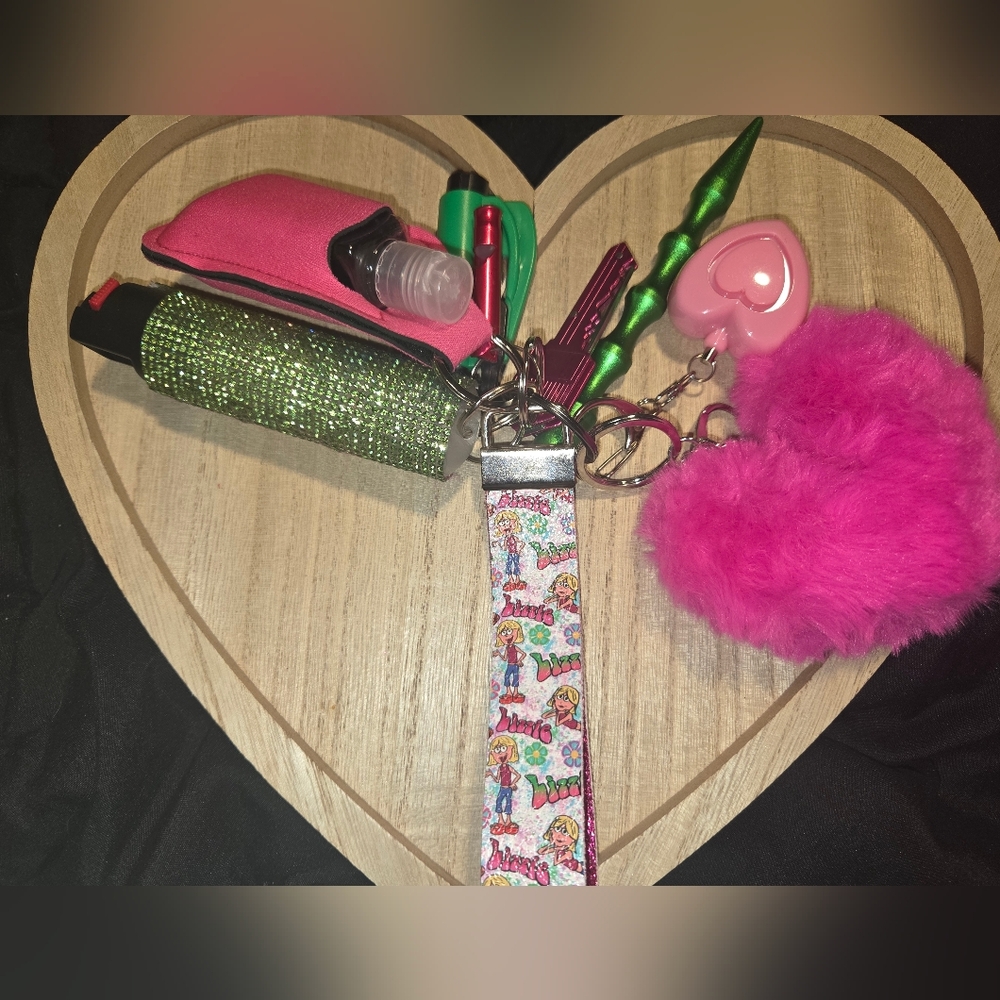 Pink And Green Safety Keychain Set
